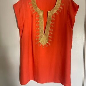 Embroidered Orange and Gold Women's Top